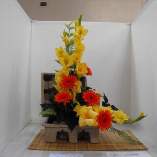 Village Show 2012 - Flower Arrangement Yellow Gladiolus and Orange Marigold