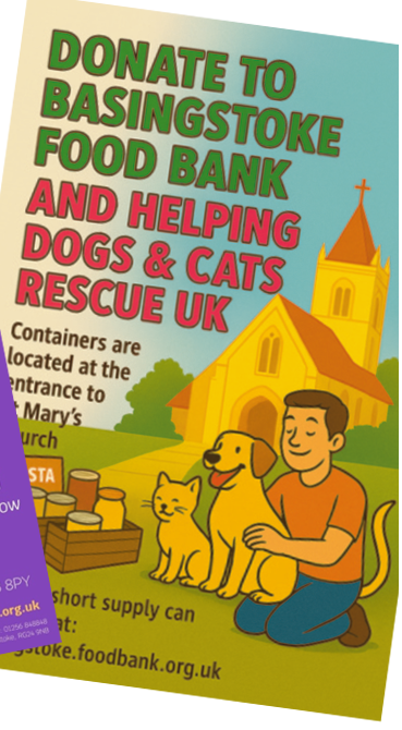 Poster - Basingstoke Food Bank, Help for Dogs and Cats